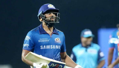 IPL 2021: अंपायर के फैसले पर भड़के रोहित शर्मा, आउट देने पर किया ये, देखें विडियो