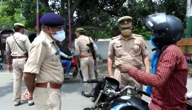 कोरोना गाइडलाइन का पालन करवाने खुद सड़कों पर उतरे पीलीभीत SP, उल्लंघन करने वालों का कटवाया चालान