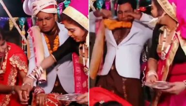 VIDEO : सिंदूर भरने की रस्म के दौरान दुल्हन को देख भाग खड़ा हुआ दूल्हा, फेंका गले में पहना माला और…