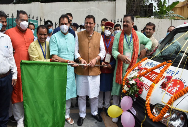 CM धामी ने किया स्वास्थ्य संवाद 2021 का शुभारंभ, ‘खुशियों की सवारी’ को दिखाया हरी झंड़ी