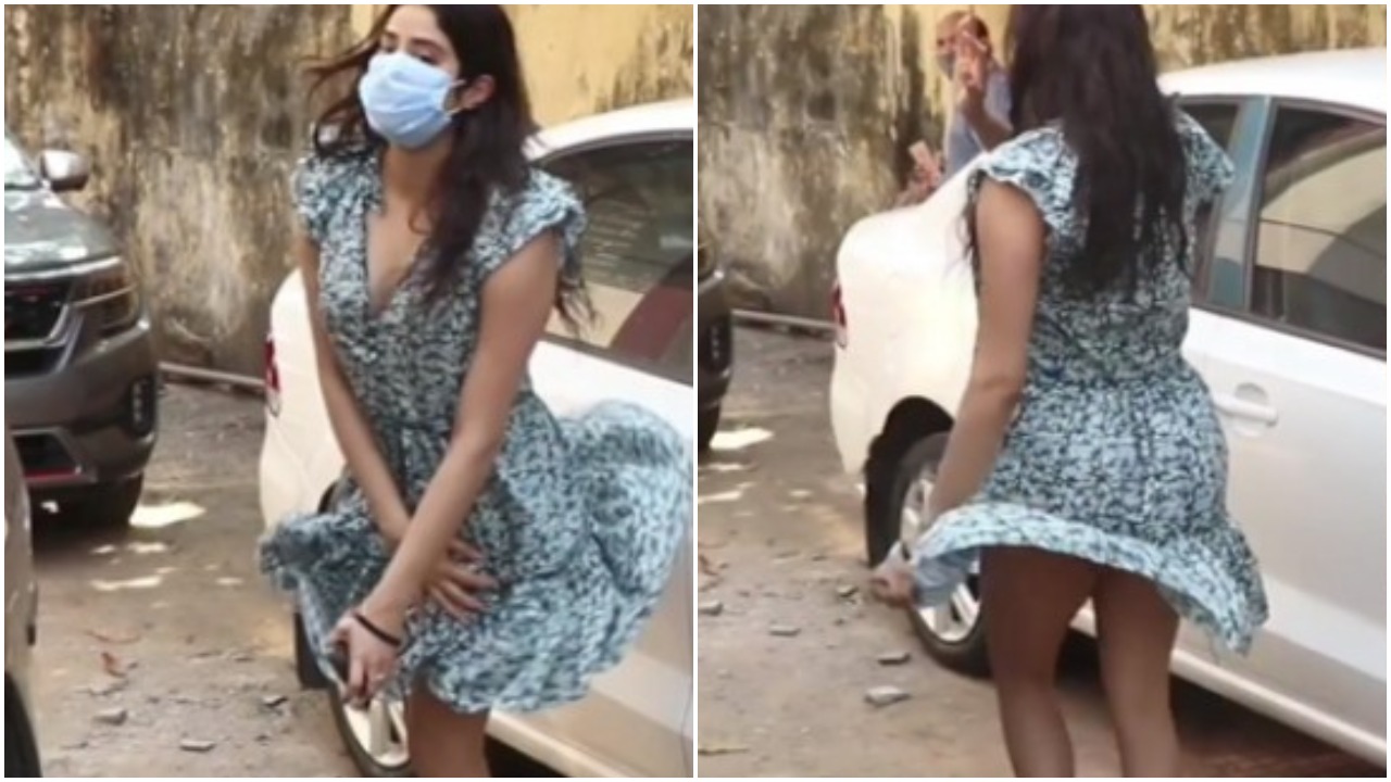 हवा के झोंके के साथ उड़ी Janhvi Kapoor की ड्रेस, हुई oops मोमेंट का शिकार, देखिए वीडियो