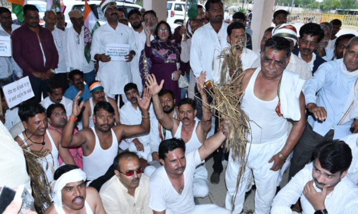 किसानों की बर्बादी पर फूटा गुस्सा: कलेक्ट्रेट घेराव के दौरान किसान कांग्रेस का अनोखा प्रदर्शन