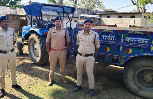 थाना बरही पुलिस की अवैध रेत परिवहन पर कार्रवाईः रेत से लदी ट्रैक्टर-ट्राली जब्त