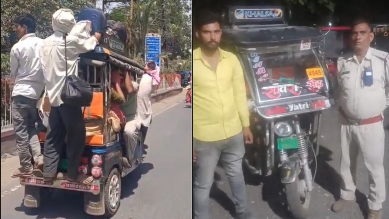 उज्जैन में वायरल वीडियो के बाद ओवरलोड ई-रिक्शा चालक पर कार्रवाई
