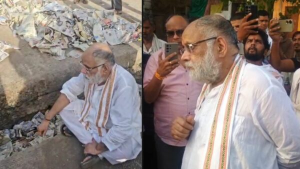 नई सब्जी मंडी की बदहाल स्थिति पर विधायक उमाकांत शर्मा का विरोध, कचरे पर बैठकर जताई नाराजगी
