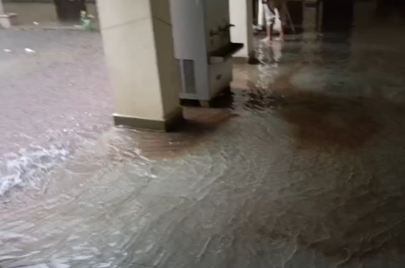 पहली बारिश में उजागर हुई व्यवस्थाओं की हकीकत, नेपानगर न्यायालय परिसर में भरा पानी