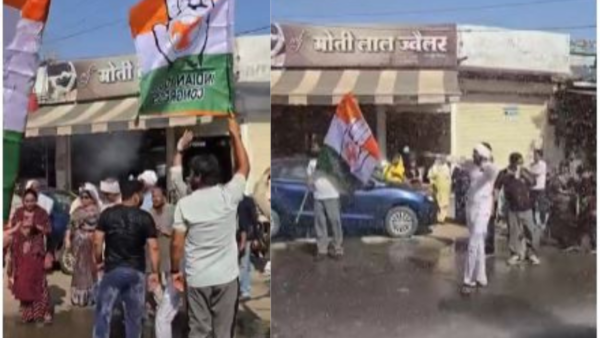 मीनाक्षी नटराजन का नामांकन निरस्त होने के विरोध में युवा कांग्रेस का प्रदर्शन