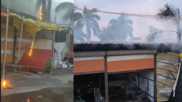 उज्जैन: काल भैरव मंदिर के सामने लगी भीषण आग, चार पूजन सामग्री की दुकानें जलकर राख