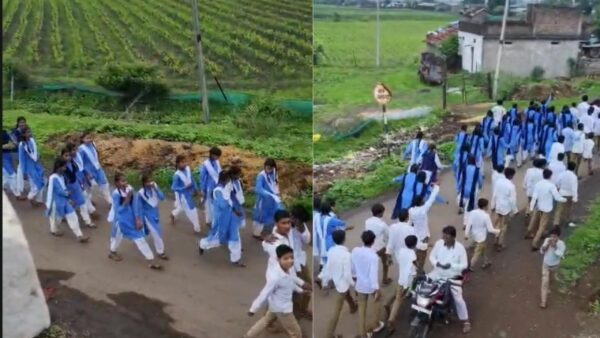 बुरहानपुर में शिक्षक के तबादले के विरोध में छात्रों का प्रदर्शन, सड़क पर उतरकर जताई नाराजगी