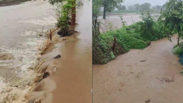 बुरहानपुर में बारिश बनी आफत, नहर का रास्ता बंद होने से गांव में जलभराव, खेत और घर पानी में डूबे