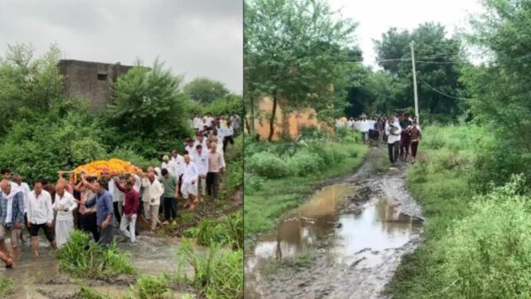 आगर-मालवा में अंतिम संस्कार के लिए भी जद्दोजहद, बारिश में अस्थायी शेड के भरोसे ग्रामीण