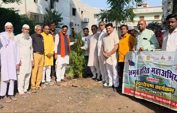 बड़वानी में नई सीसी रोड का लोकार्पण, जनप्रतिनिधियों ने किया पौधारोपण